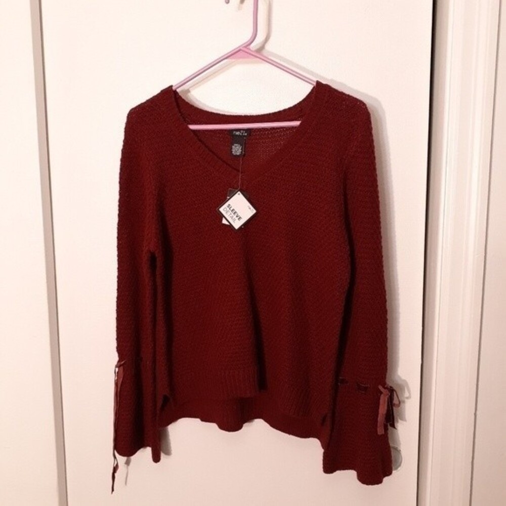 Rue 21 being neck maroon red sweater with sleeve detail s small new nwt top - Picture 6 of 6